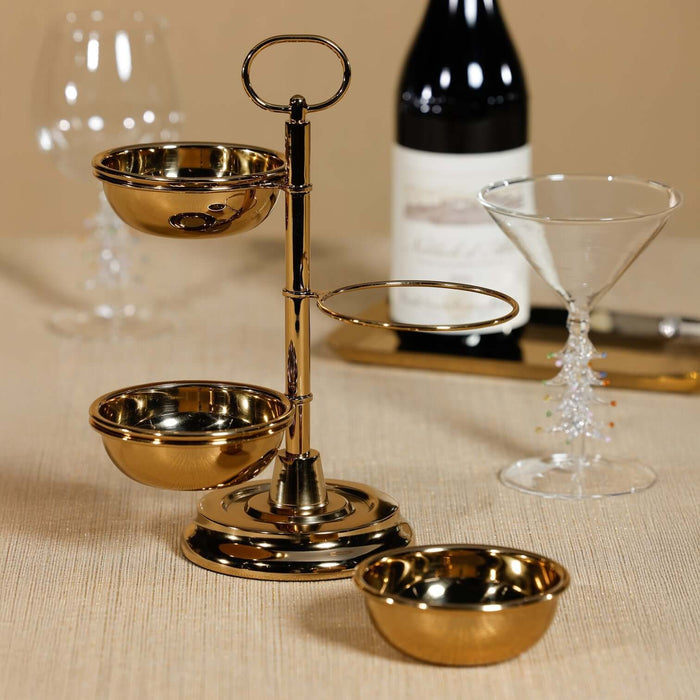 3-Tier Condiment Set - Polished Gold