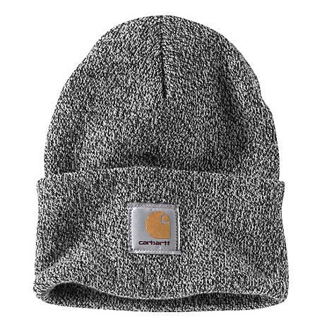 Carhartt A18 knit cuffed beanie in black with white cuff stripe