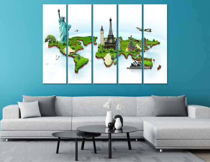 Art World Map Canvas Print #5014