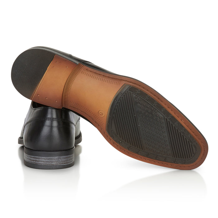 Baden Leather Toecap Derby Shoes - Black