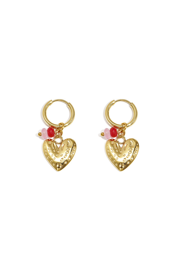 "Bead" heart earrings pink