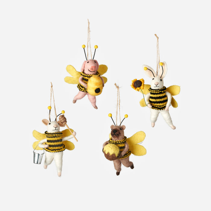 Bee Ornament, Set of 8, 4 Assorted