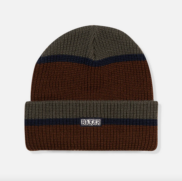 Brand Logo Block Beanie (Grey/Navy/Brown)