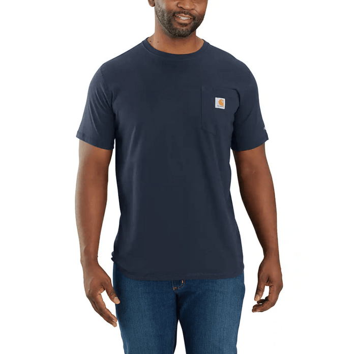 Carhartt Force relaxed fit midweight short sleeve pocket tee in navy, big and tall sizes