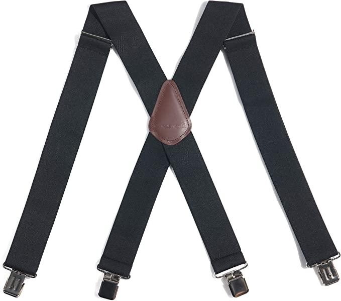 Carhartt black Rugged Flex elastic suspenders, further product view of the straps
