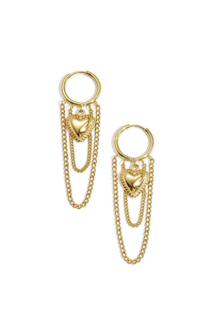 "Chain" heart earrings