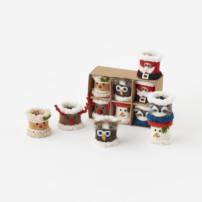 Christmas Napkin Rings in Gift Box, Set of 6