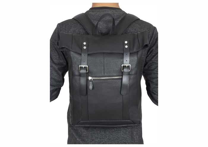 Claude Leather Backpacks - Black