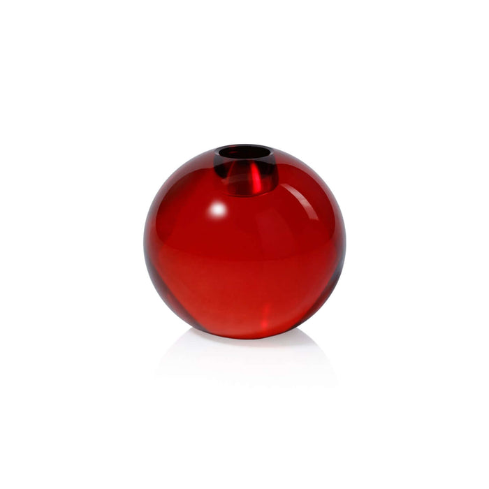 Crystal Glass Taper Holder - Red - Candle Holders by Carlyle Avenue