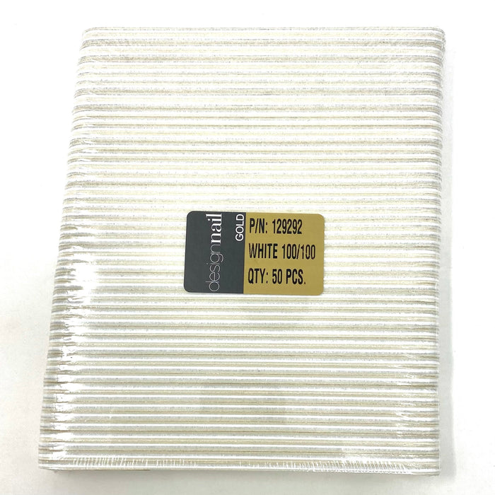 Design Nail Files | 100/100 Grit White 50 pack