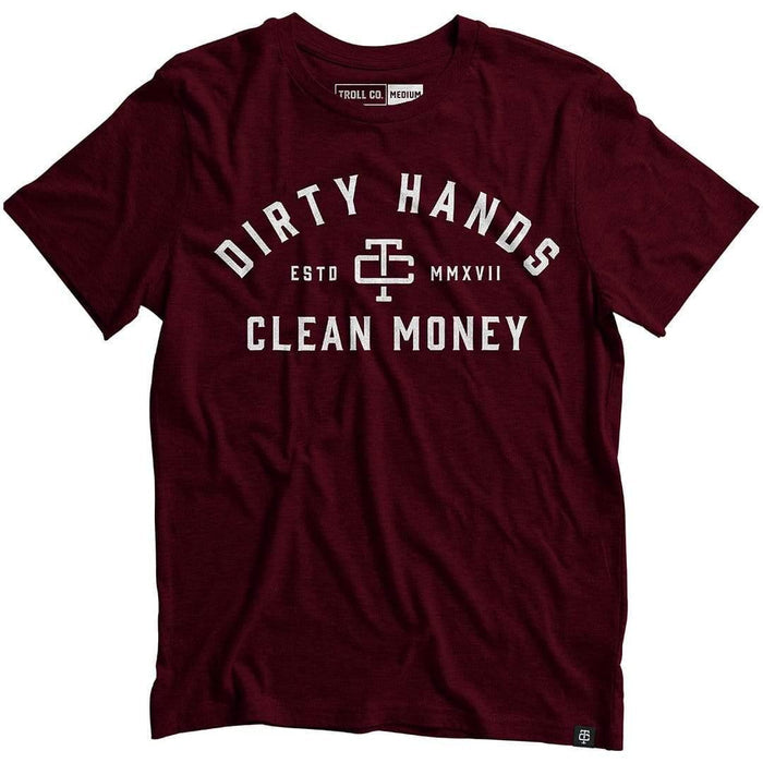 Troll Co. DHCM classic graphic tee in maroon, front view