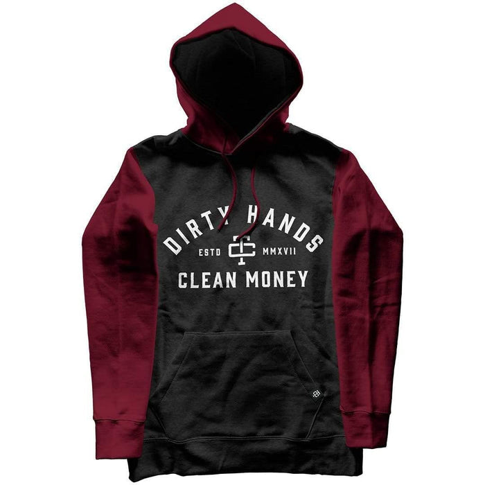 Troll Co. DHCM two tone hoodie in charcoal and burgundy
