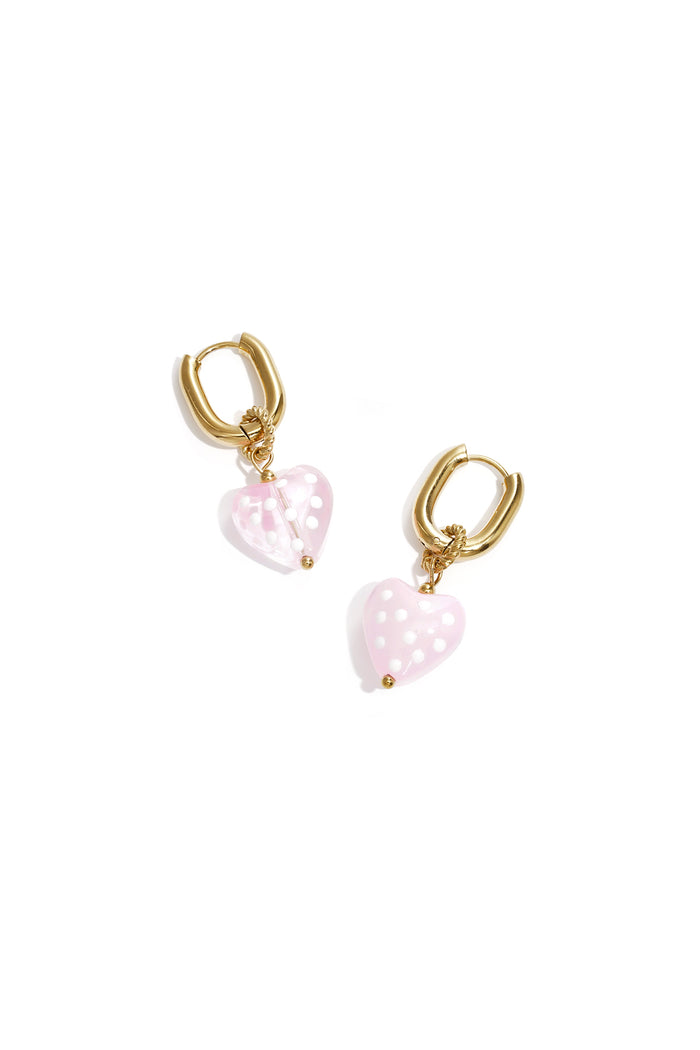 "Dotty heart" earrings pink