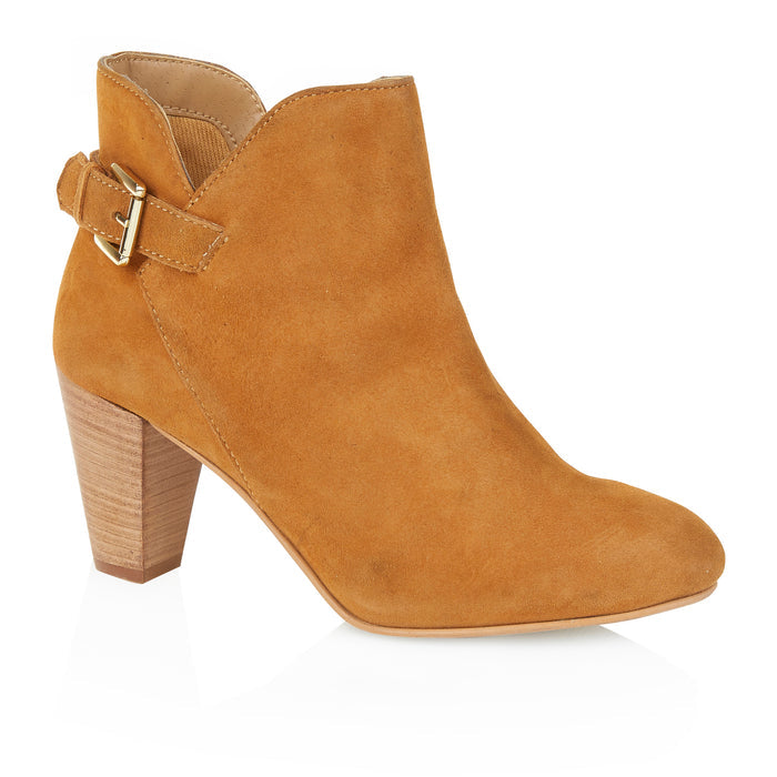 Emma Suede Leather Heels - Tan