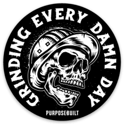 2.5 inch sticker reading Grinding Every Damn Day