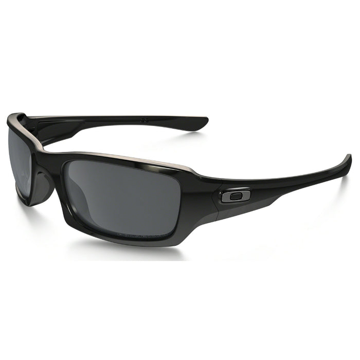 Oakley Fives Squared sunglasses with polished black frame and Black Iridium Polarized lens