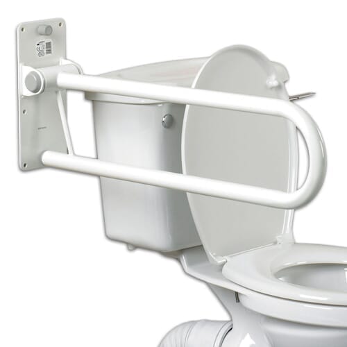 Alternative view of Folding Devon Deluxe Toilet Support Rail-Short, showing different angle or usage.