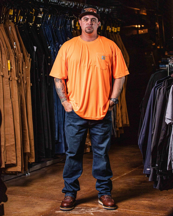 Carhartt Force Color Enhanced hi-vis short sleeve tee in brite orange, additional product view