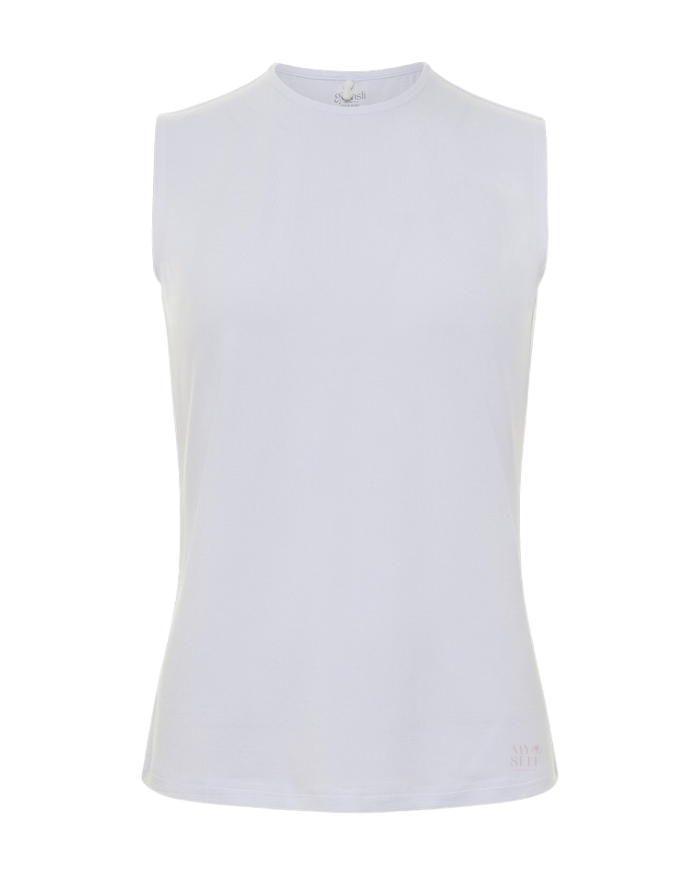 Gemsli SH367 White Modal Sleeveless Shell Adjustable Neck Myselflingerie.com