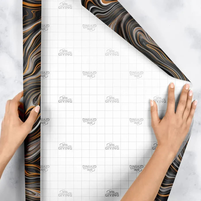 Gift Wrap - Marbleized Black- Recycled Fiber