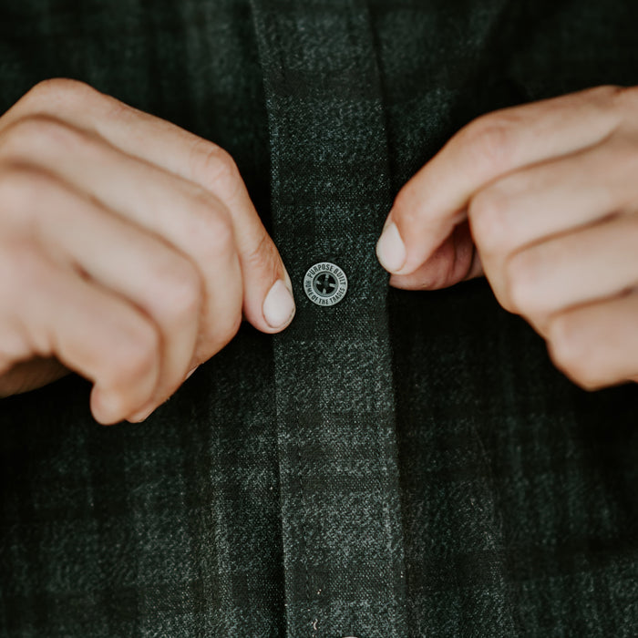 Purpose-Built Hard Work flannel in black and grey, further product image