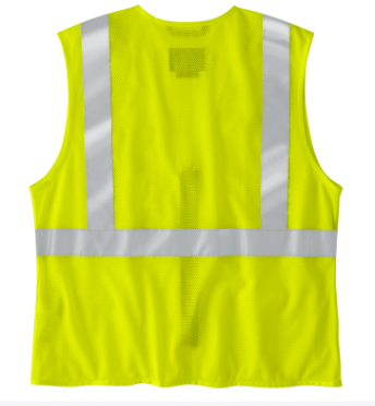 Carhartt high visibility ANSI Class 2 mesh multi-pocket safety vest in brite lime, alternate product view