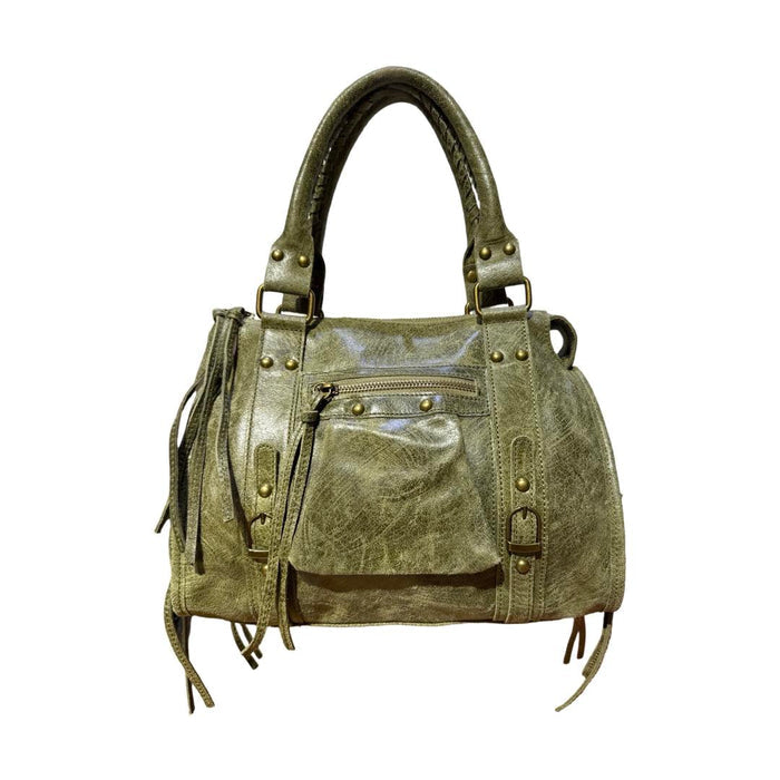 "Izzy" bag khaki real leather