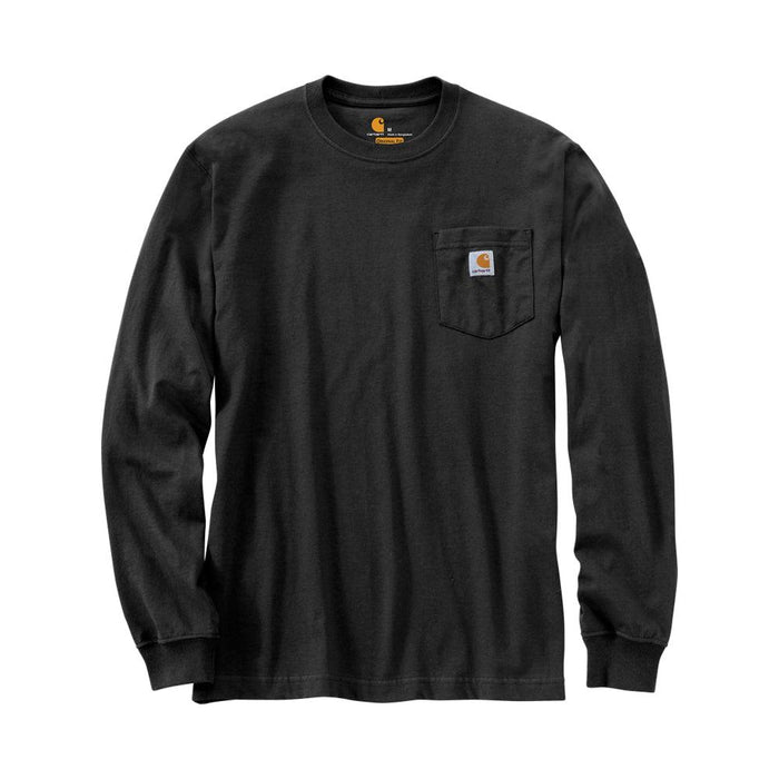 Carhartt K126 black long-sleeve pocket tee, alternate view of the chest pocket