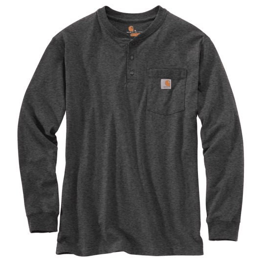Carhartt K128 carbon long-sleeve pocket henley t-shirt, primary product view