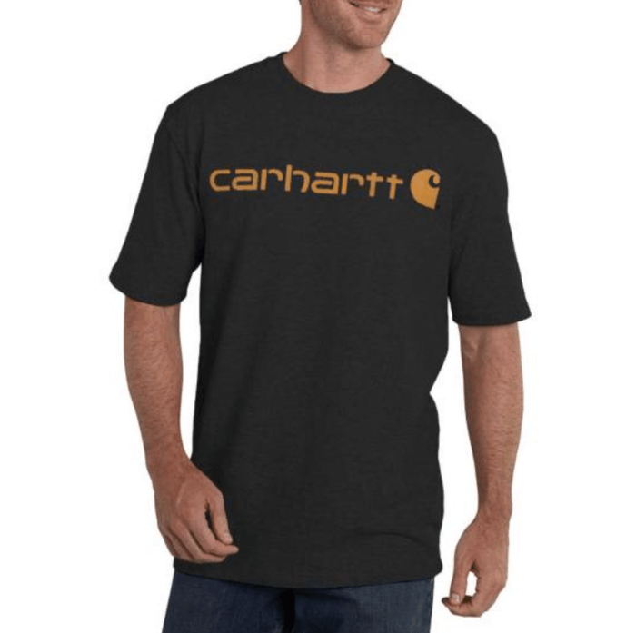 Carhartt K195 loose fit heavyweight short-sleeve logo graphic t-shirt in carbon heather, big and tall sizing