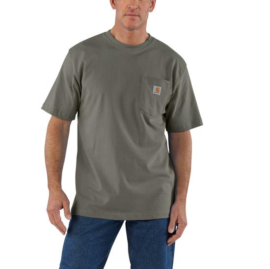 Carhartt K87 heavyweight short-sleeve pocket t-shirt in dusty olive, additional product image