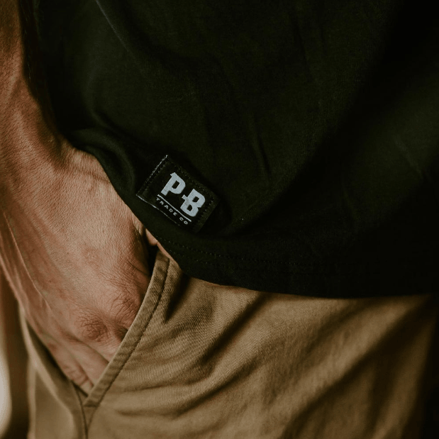 Purpose-Built Live Fast tee in black, close-up of the front graphic