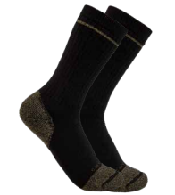 Carhartt midweight cotton blend steel toe boot socks in black, two pack