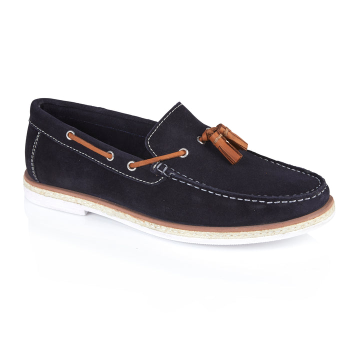Milford Suede Leather Tassel Loafers - Navy