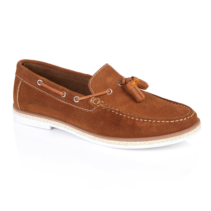 Milford Suede Leather Tassel Loafers - Tan