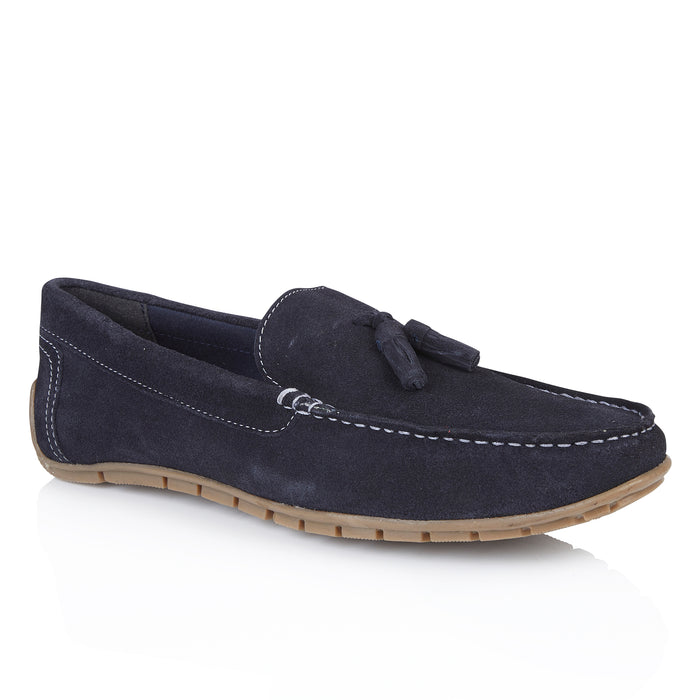 Monza Suede Leather Tassel Loafers - Blue