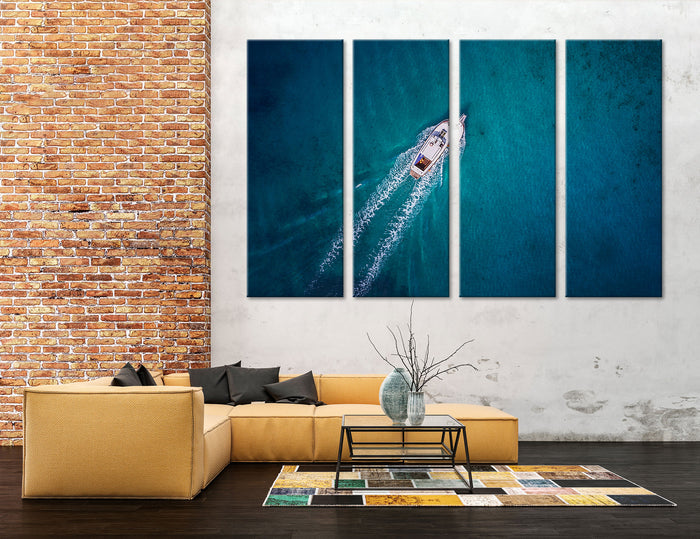 Motor Boat at Sea Canvas Print #7037