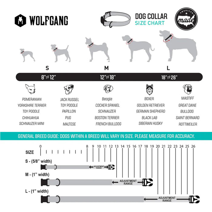 MountainWave Dog Collar sizing guide