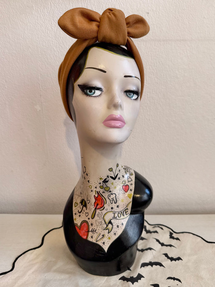 vintage style mustard jersey headband headscarf