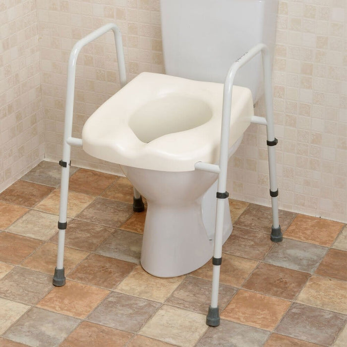 Alternative view of NRS Mowbray Toilet Frame with Seat, showing different angle or usage.