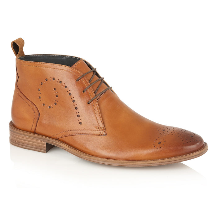 Pembroke Brogue Leather Desert Boots - Tan