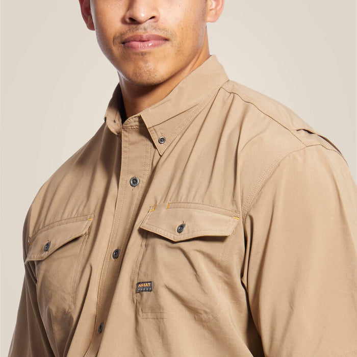 Ariat Rebar Made Tough VentTEK short sleeve work shirt in khaki, additional product view