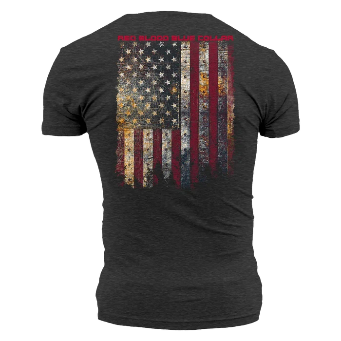 Red Blood Blue Collar Tee - Charcoal