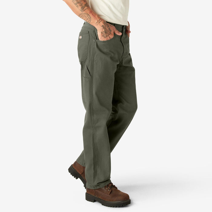 Moss green Dickies heavyweight duck carpenter pant, additional view, big and tall sizing