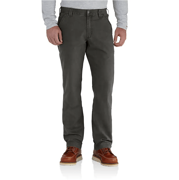 Carhartt Rugged Flex relaxed fit canvas work pant in peat, available in extended waist sizes