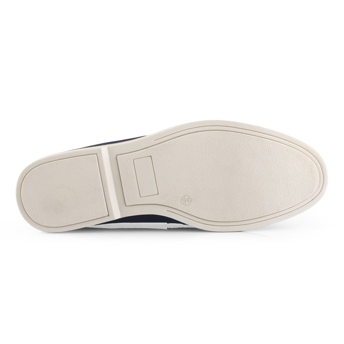 San-Mauro Suede Leather Apron Loafers - Navy