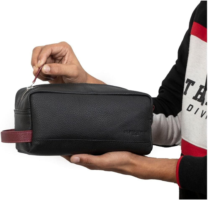 Santiago Leather Washbags - Black