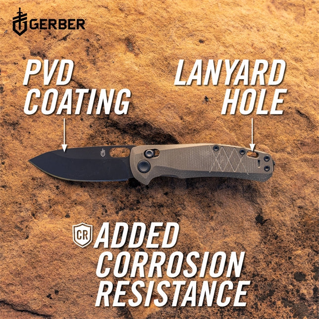 Gerber Scout tan EDC folding knife sized for everyday pocket carry on the job site