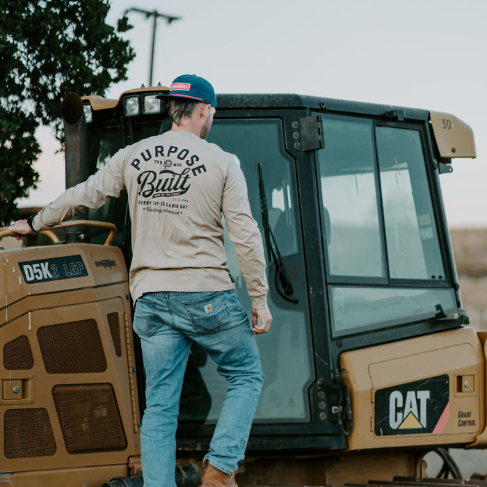 Purpose-Built script long sleeve tee in sand, further product image