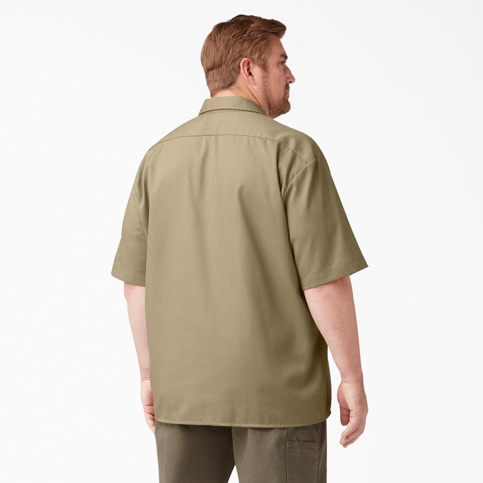Khaki Dickies short sleeve button-up work shirt, second big and tall fit product view